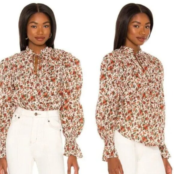 Free People Meant To Be Vintage Floral Blouse Top Size Large - Picture 2 of 5